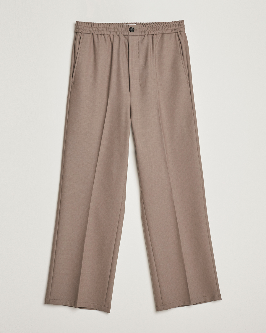 Heren | AMI | AMI | Wool Drawstring Trousers Taupe