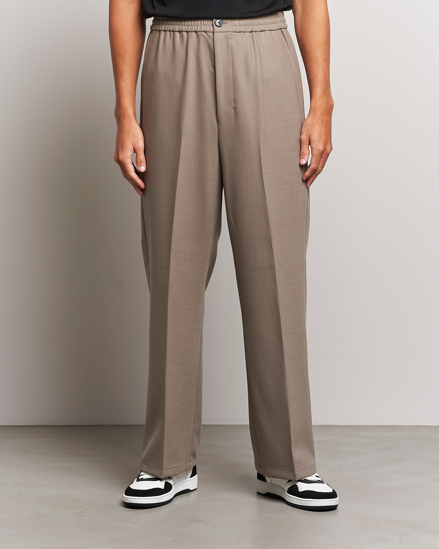 Heren | AMI | AMI | Wool Drawstring Trousers Taupe