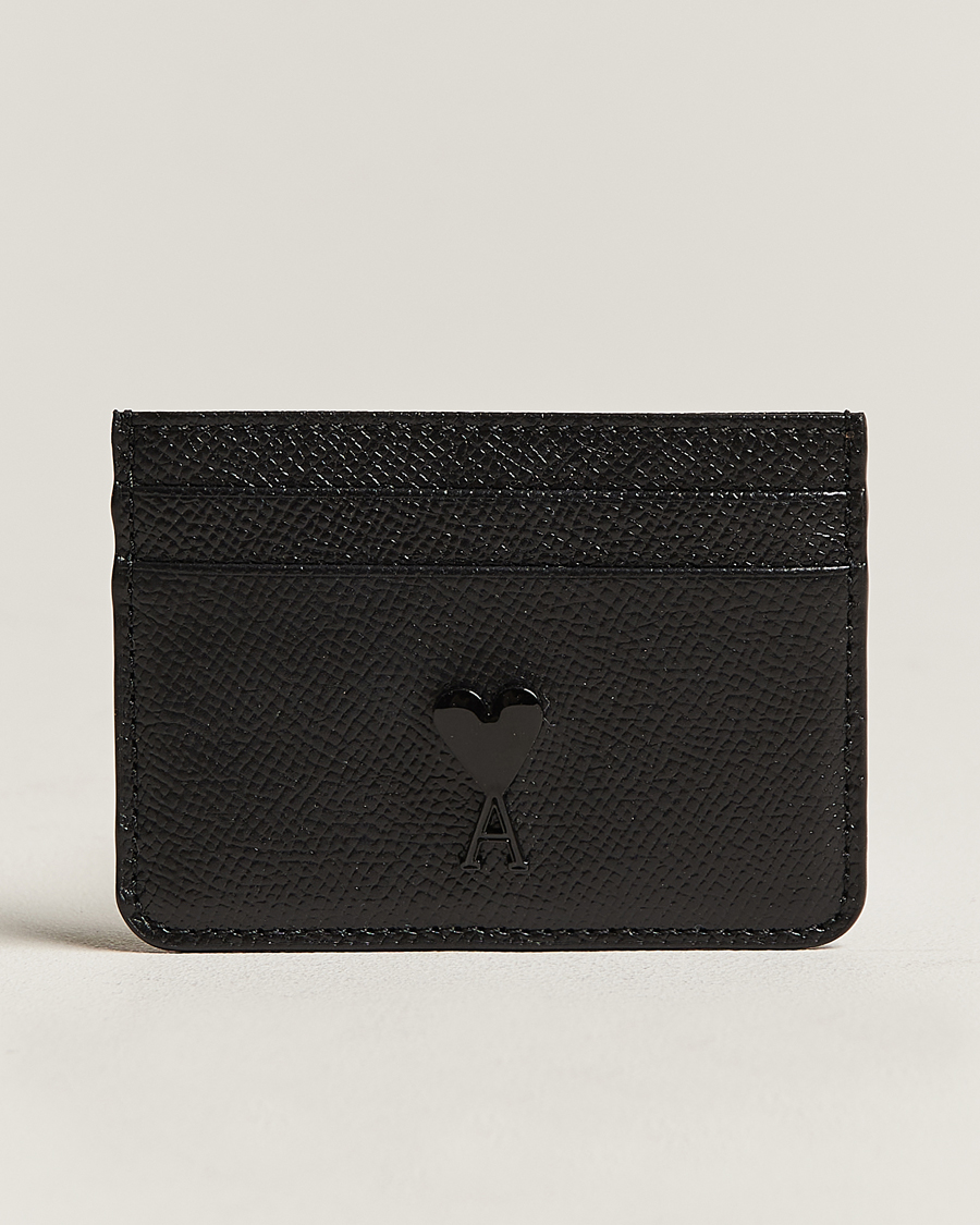 Heren | AMI Tonal Logo Leather Cardholder Black | AMI | Tonal Logo Leather Cardholder Black