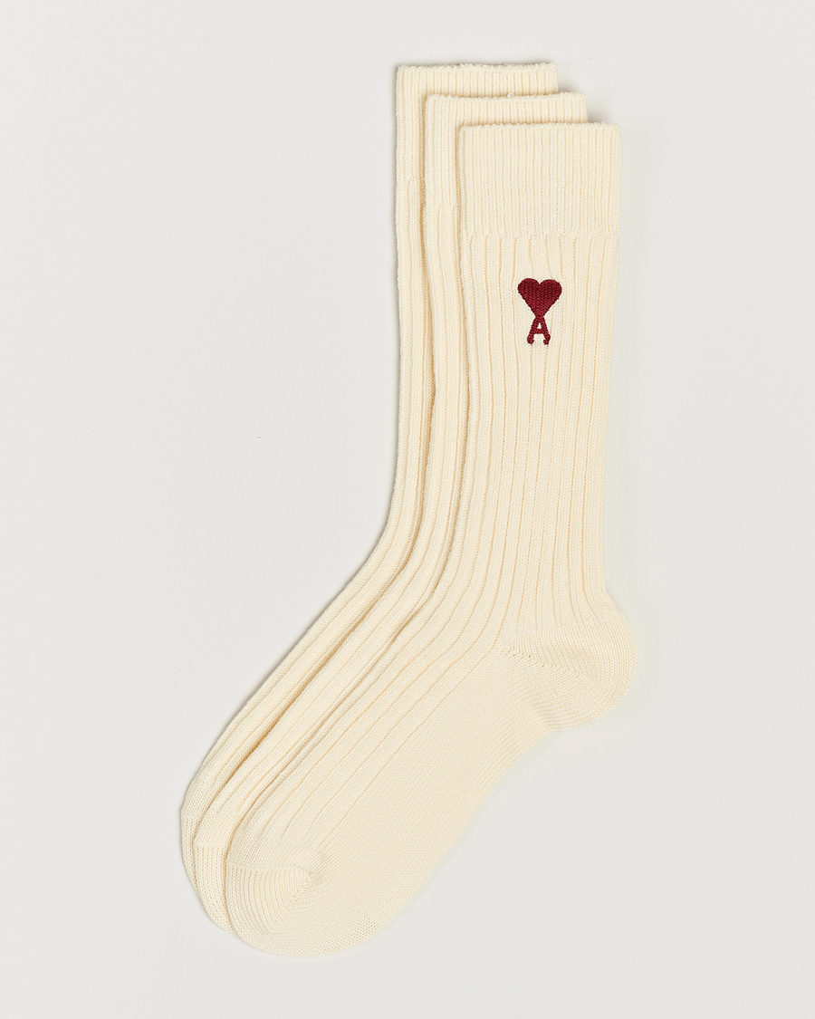 Heren | AMI | AMI | 3-Pack Heart Logo Socks Off White