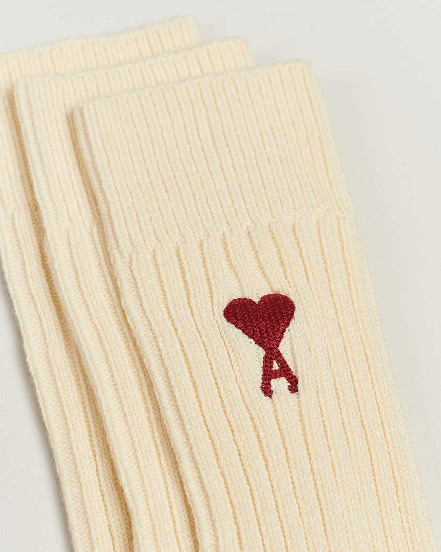 Heren |  | AMI | 3-Pack Heart Logo Socks Off White