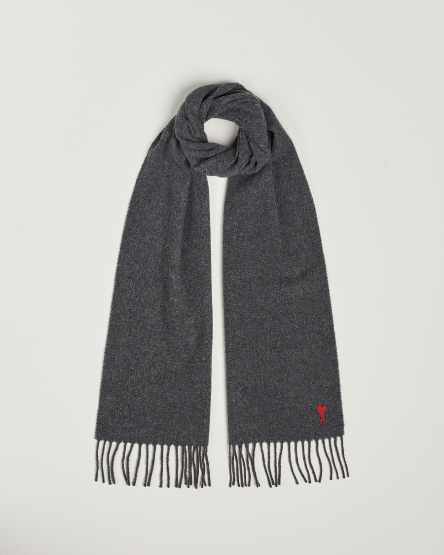 Heren | AMI Heart Logo Scarf Dark Grey | AMI | Heart Logo Scarf Dark Grey