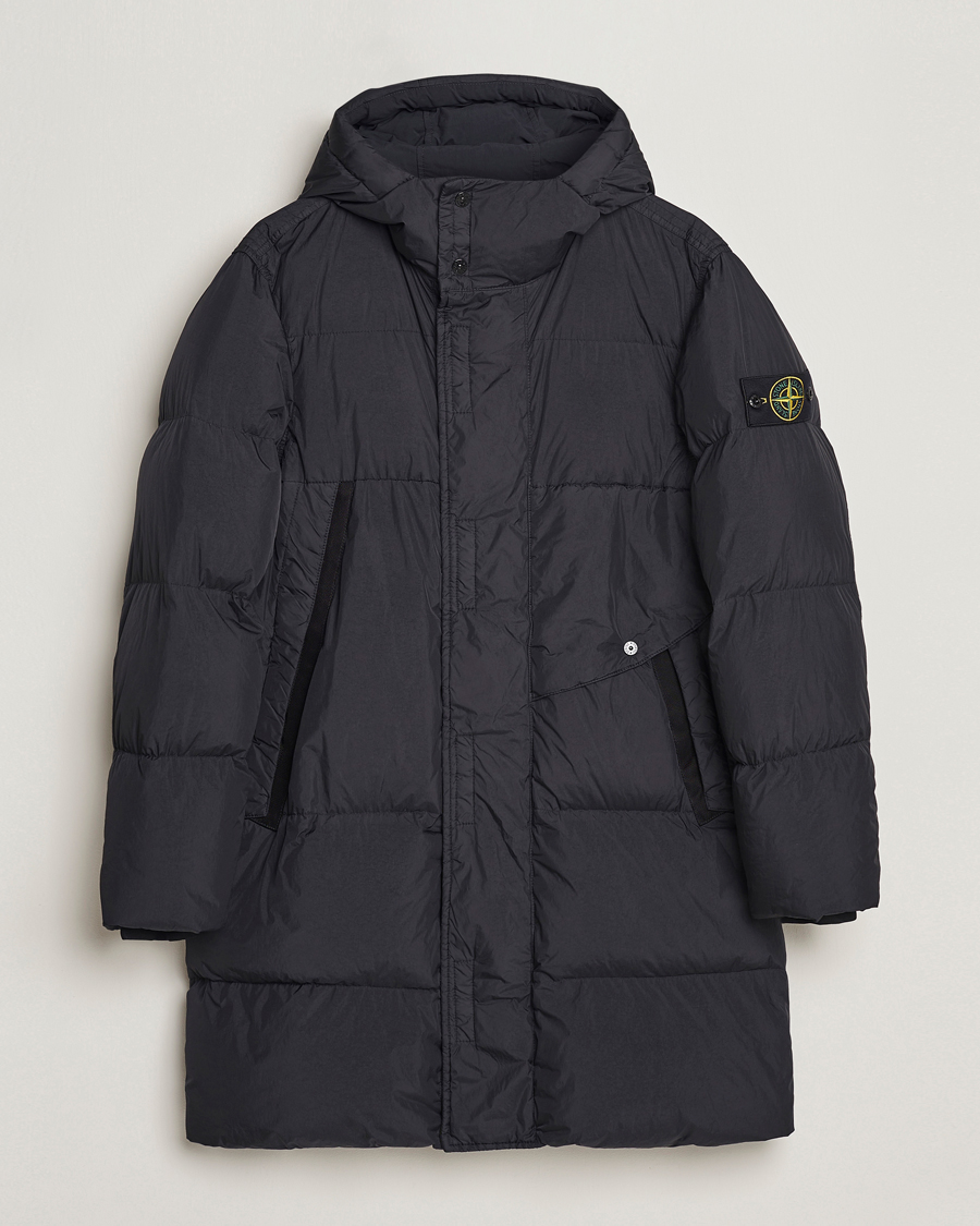 Heren | Jassen | Stone Island | Garment Dyed  Recycled Nylon Long Down Jacket Black