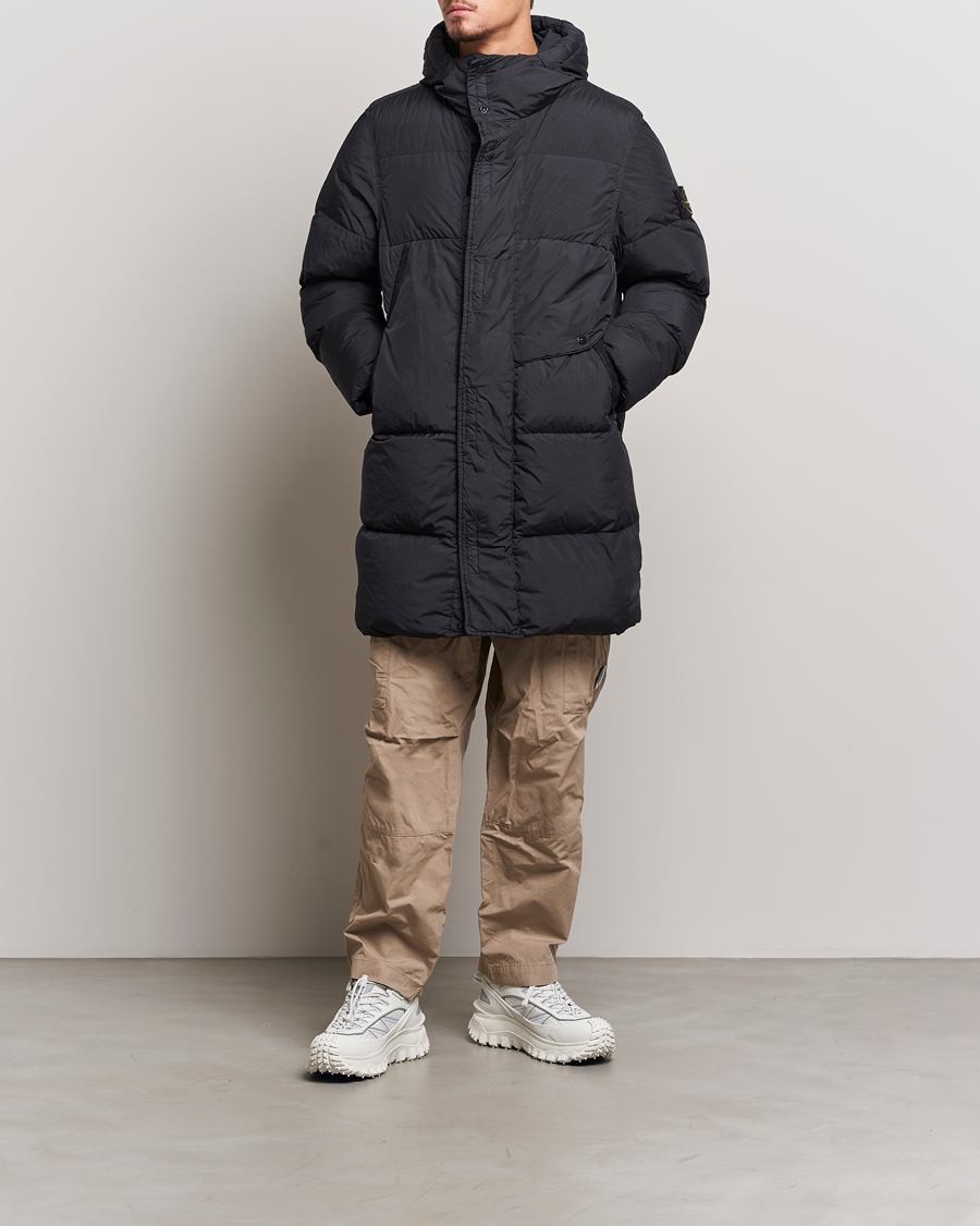 Heren | Jassen | Stone Island | Garment Dyed  Recycled Nylon Long Down Jacket Black