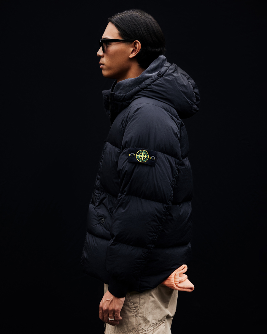 Heren | Jassen | Stone Island | Garment Dyed  Recycled Nylon Long Down Jacket Black