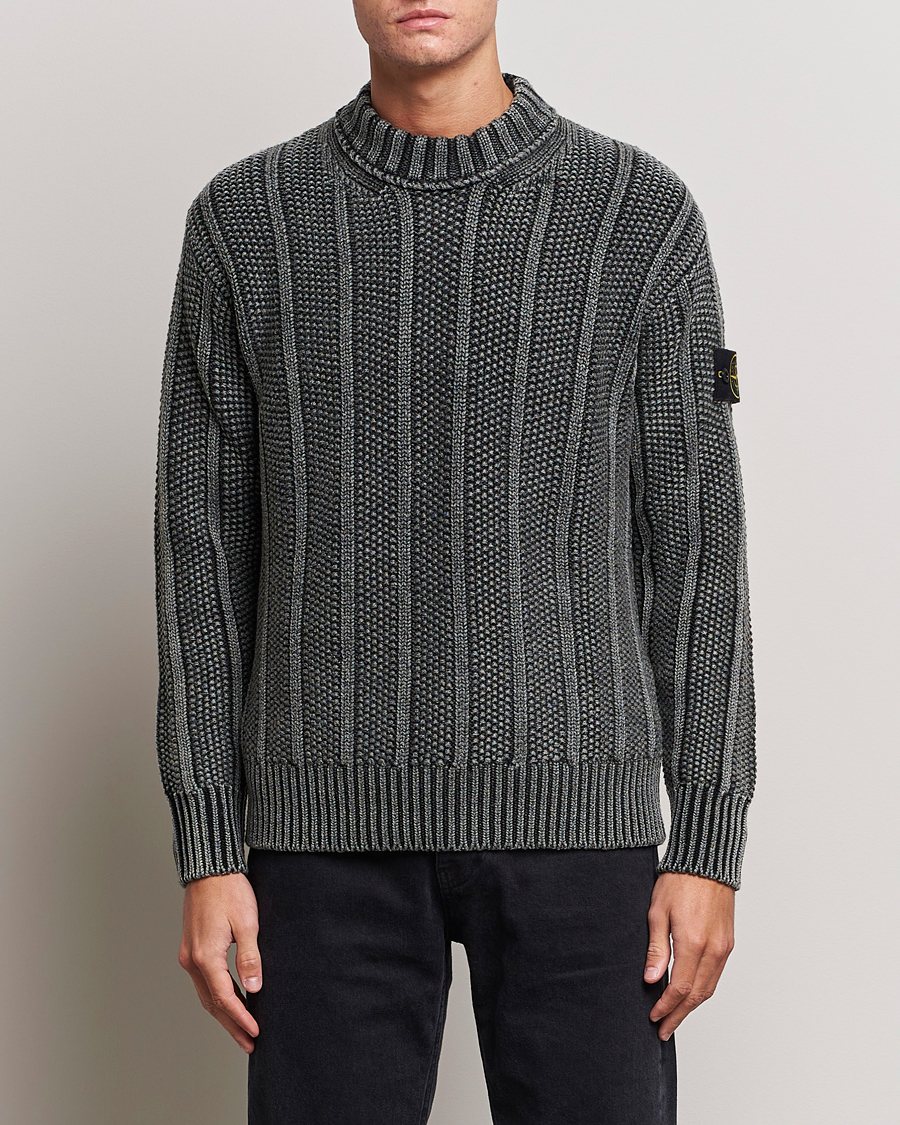 Heren |  | Stone Island | Knitted Wool Crewneck Black