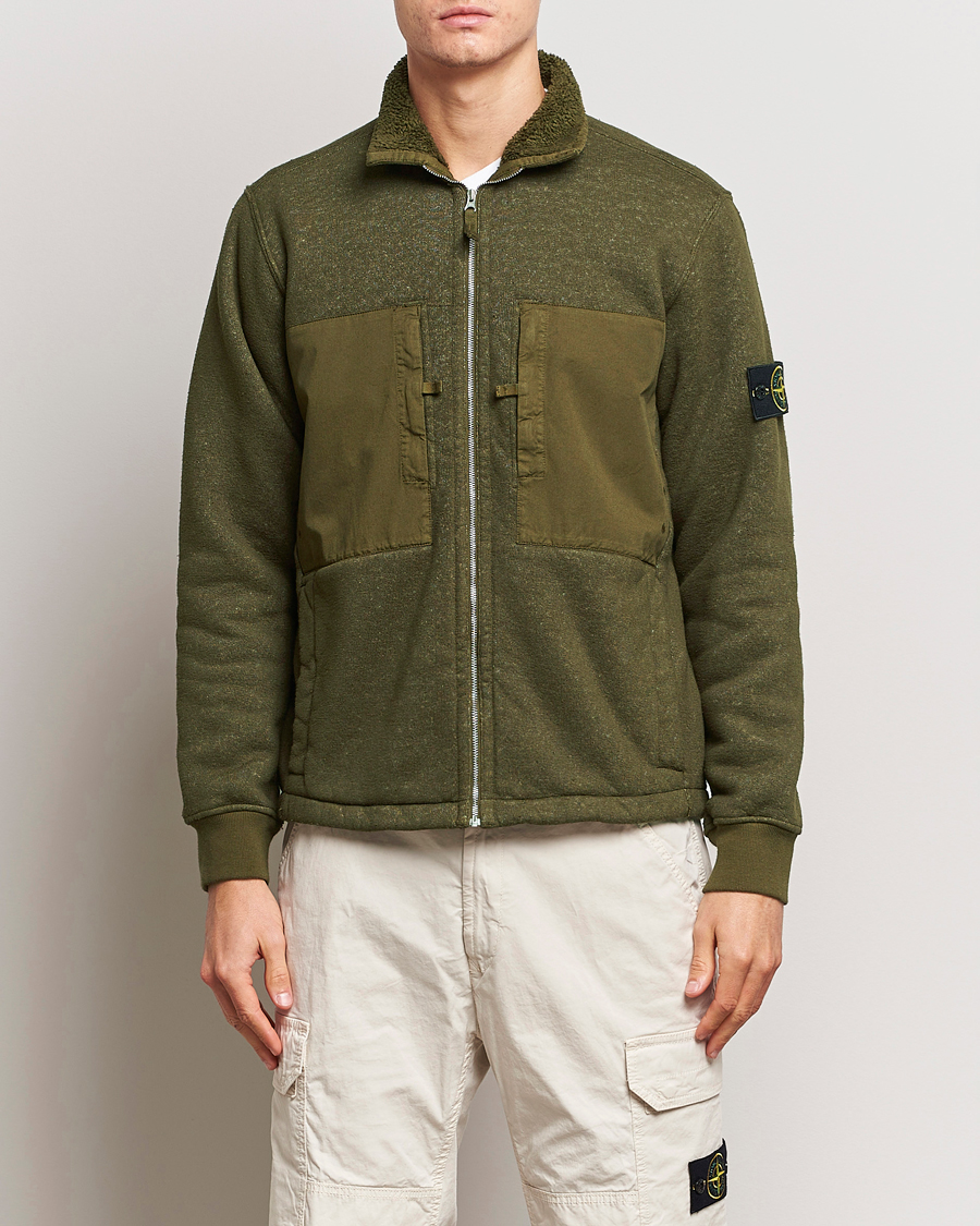 Heren | Truien | Stone Island | Garment Dyed Terry Fleece Full Zip Olive