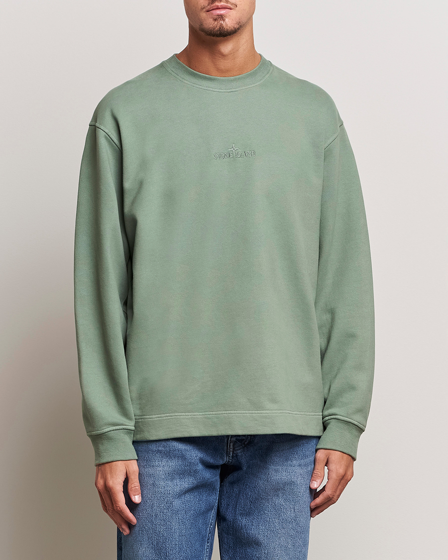 Heren | Stone Island | Stone Island | Garment Dyed Fleece Logo Sweatshirt Sage