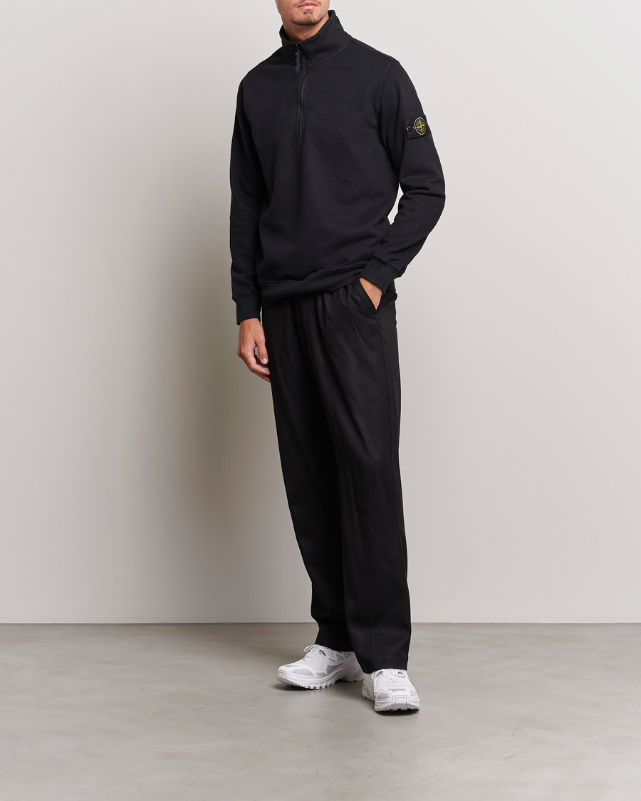 Heren | Truien | Stone Island | Garment Dyed Fleece Half Zip Black