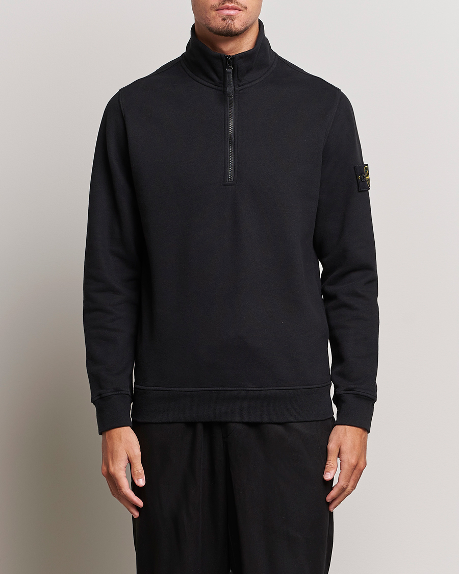 Heren | Truien | Stone Island | Garment Dyed Fleece Half Zip Black
