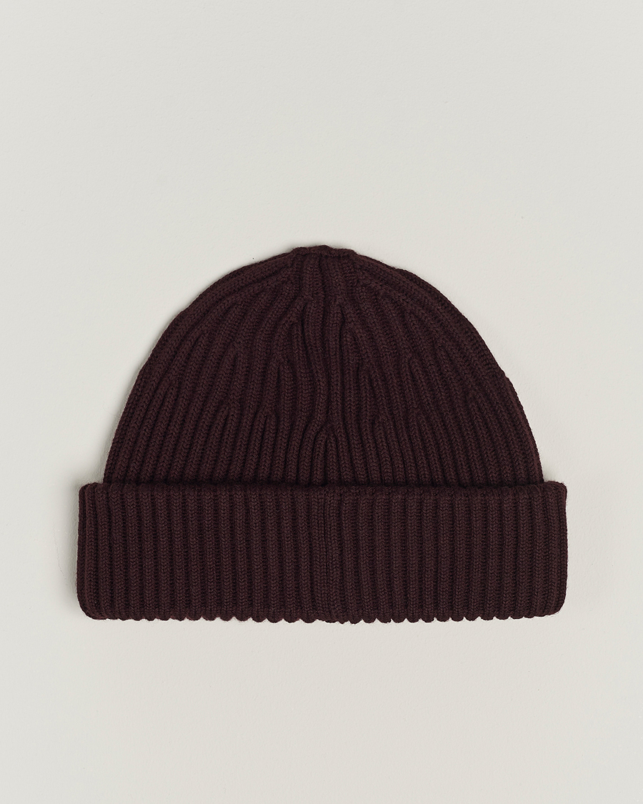 Heren | Stone Island Full Rib Wool Beanie Dark Burgundy | Stone Island | Full Rib Wool Beanie Dark Burgundy
