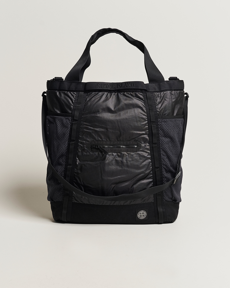 Heren | Stone Island Garment Dyed Mussola Gommata Canvas Big Tote Black | Stone Island | Garment Dyed Mussola Gommata Canvas Big Tote Black