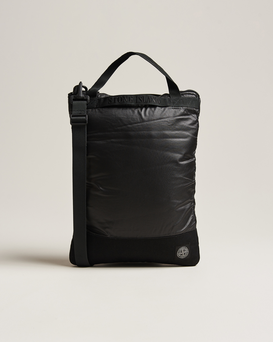 Heren | Stone Island Garment Dyed Mussola Gommata Canvas Tote Black | Stone Island | Garment Dyed Mussola Gommata Canvas Tote Black