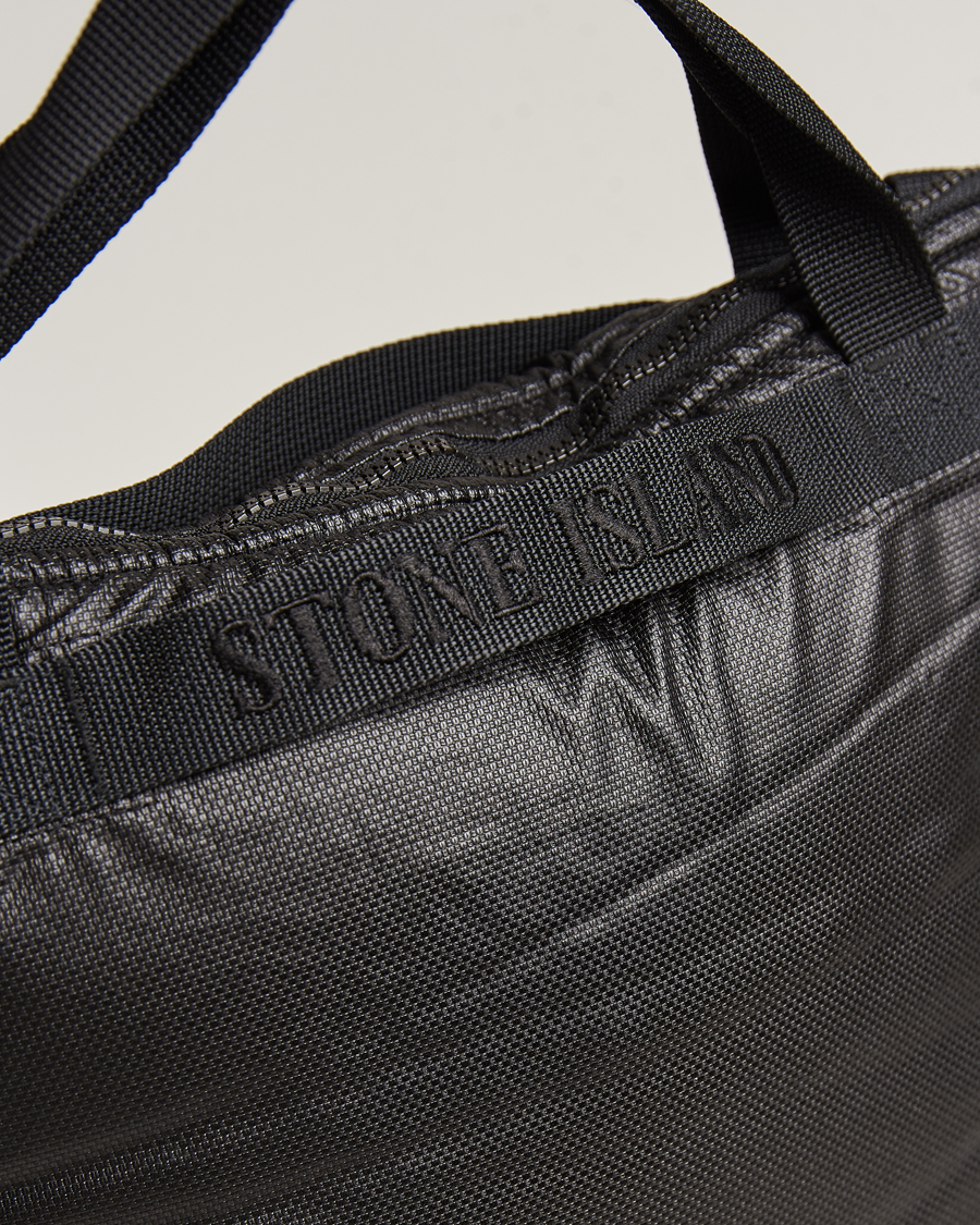 Heren | Stone Island Garment Dyed Mussola Gommata Canvas Tote Black | Stone Island | Garment Dyed Mussola Gommata Canvas Tote Black