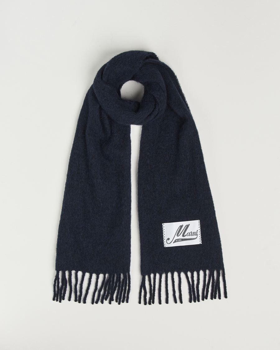 Heren | Marni Brushed Alpaca Scarf Blublack | Marni | Brushed Alpaca Scarf Blublack