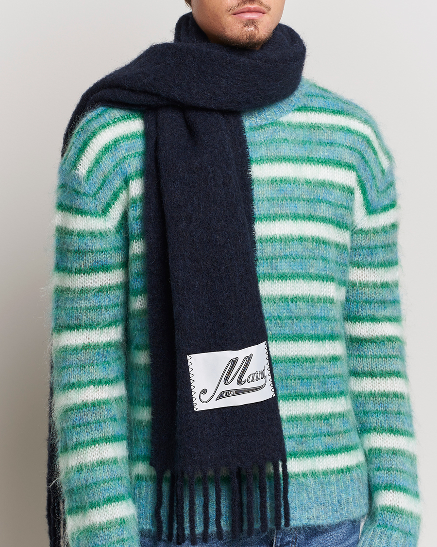 Heren | Marni Brushed Alpaca Scarf Blublack | Marni | Brushed Alpaca Scarf Blublack