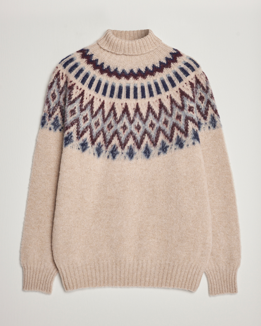 Heren | Truien | Howlin' | Brushed Wool Fair Isle Roll Neck Biscuit