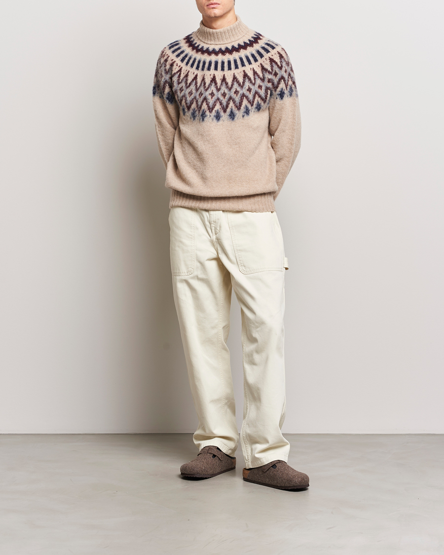 Heren | Truien | Howlin' | Brushed Wool Fair Isle Roll Neck Biscuit