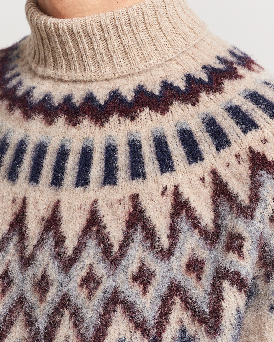 Heren | Truien | Howlin' | Brushed Wool Fair Isle Roll Neck Biscuit