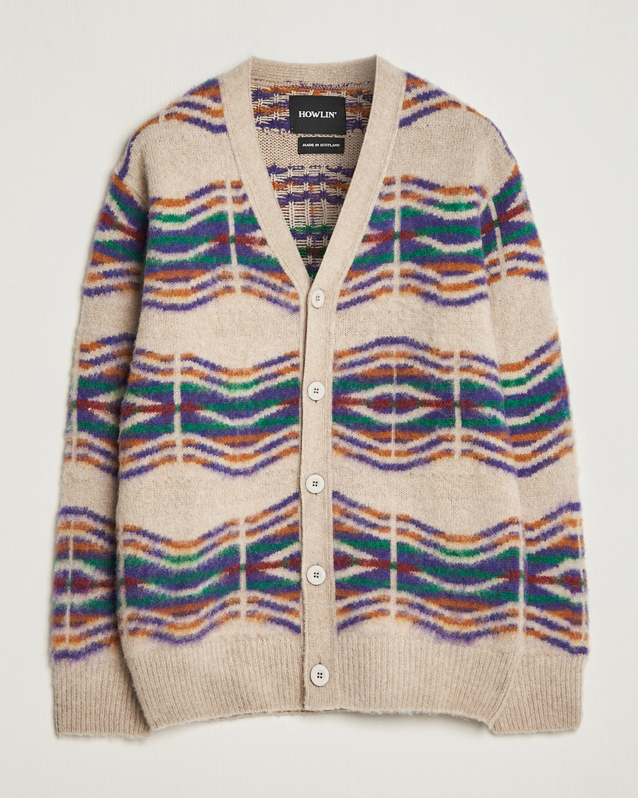 Heren | Truien | Howlin' | Brushed Wool Pattern Cardigan Biscuit