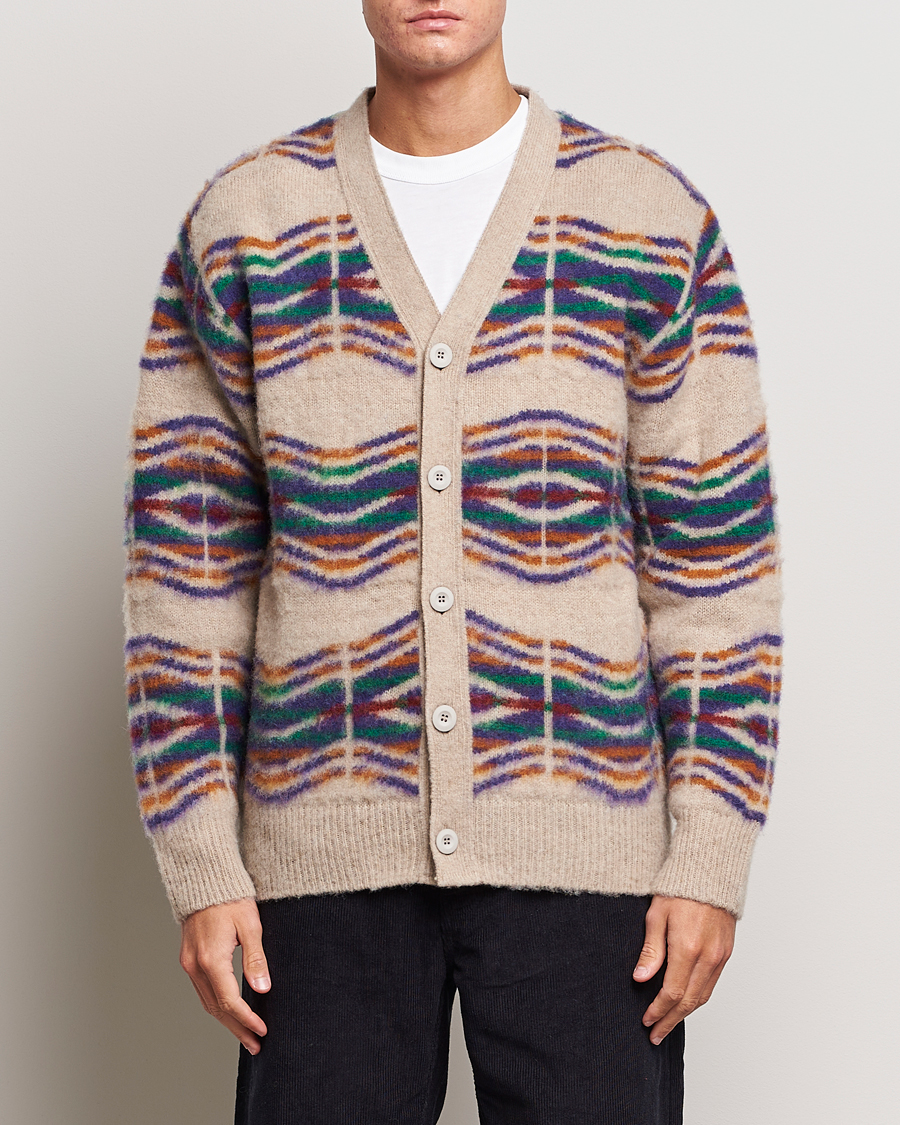 Heren | Truien | Howlin' | Brushed Wool Pattern Cardigan Biscuit