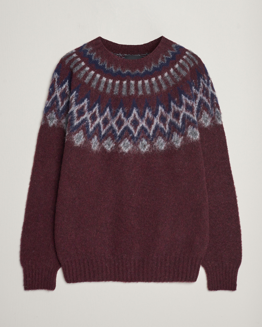 Heren | Truien | Howlin' | Brushed Wool Fair Isle Crew Sweater Bordeaux