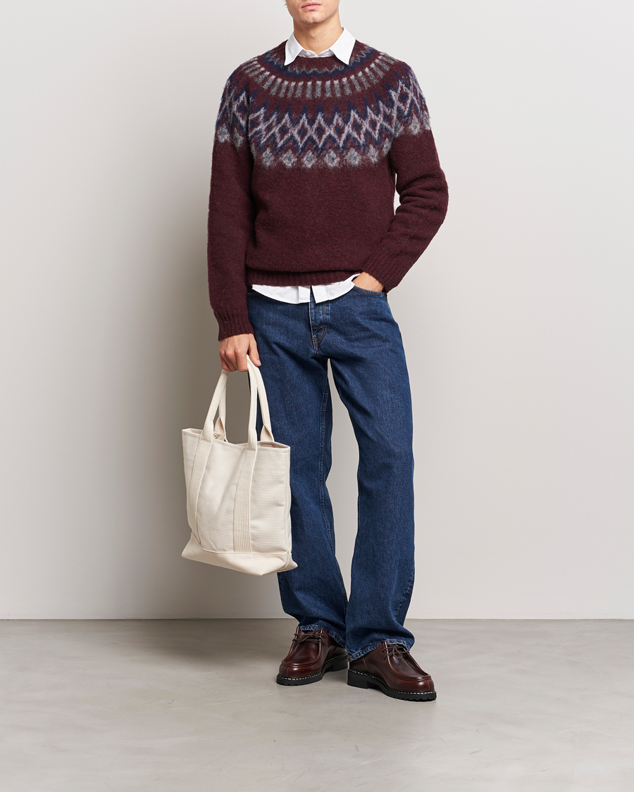 Heren | Truien | Howlin' | Brushed Wool Fair Isle Crew Sweater Bordeaux