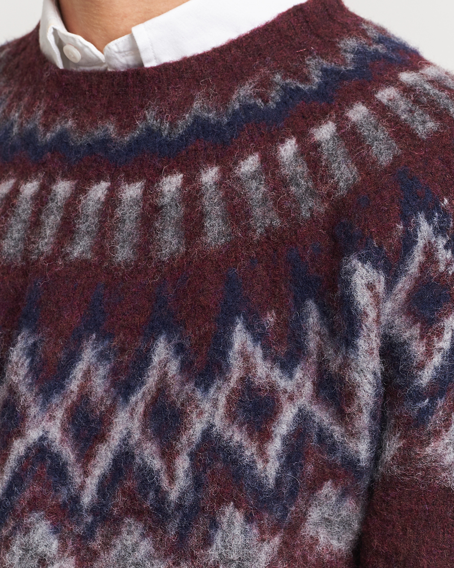 Heren | Truien | Howlin' | Brushed Wool Fair Isle Crew Sweater Bordeaux