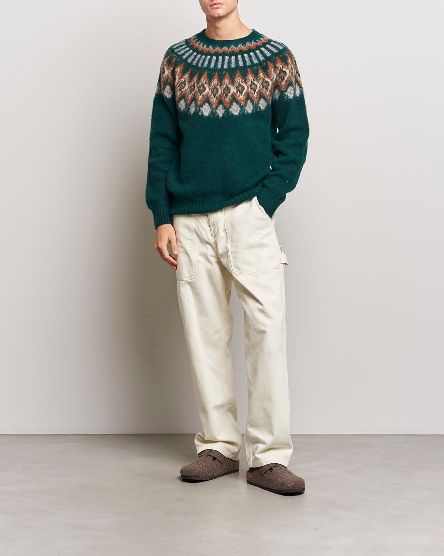 Heren | Truien | Howlin' | Brushed Wool Fair Isle Crew Sweater Forest
