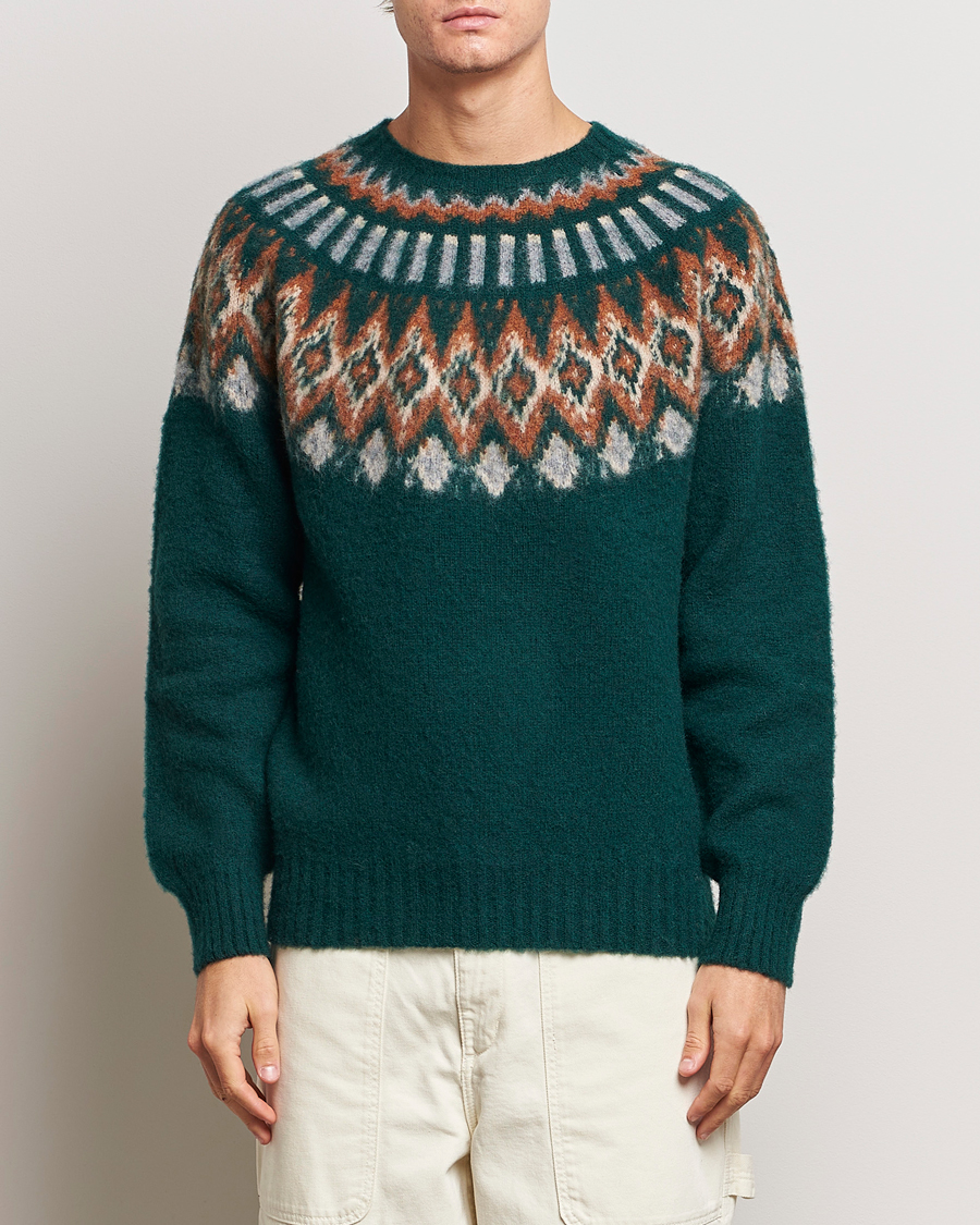 Heren | Truien | Howlin' | Brushed Wool Fair Isle Crew Sweater Forest