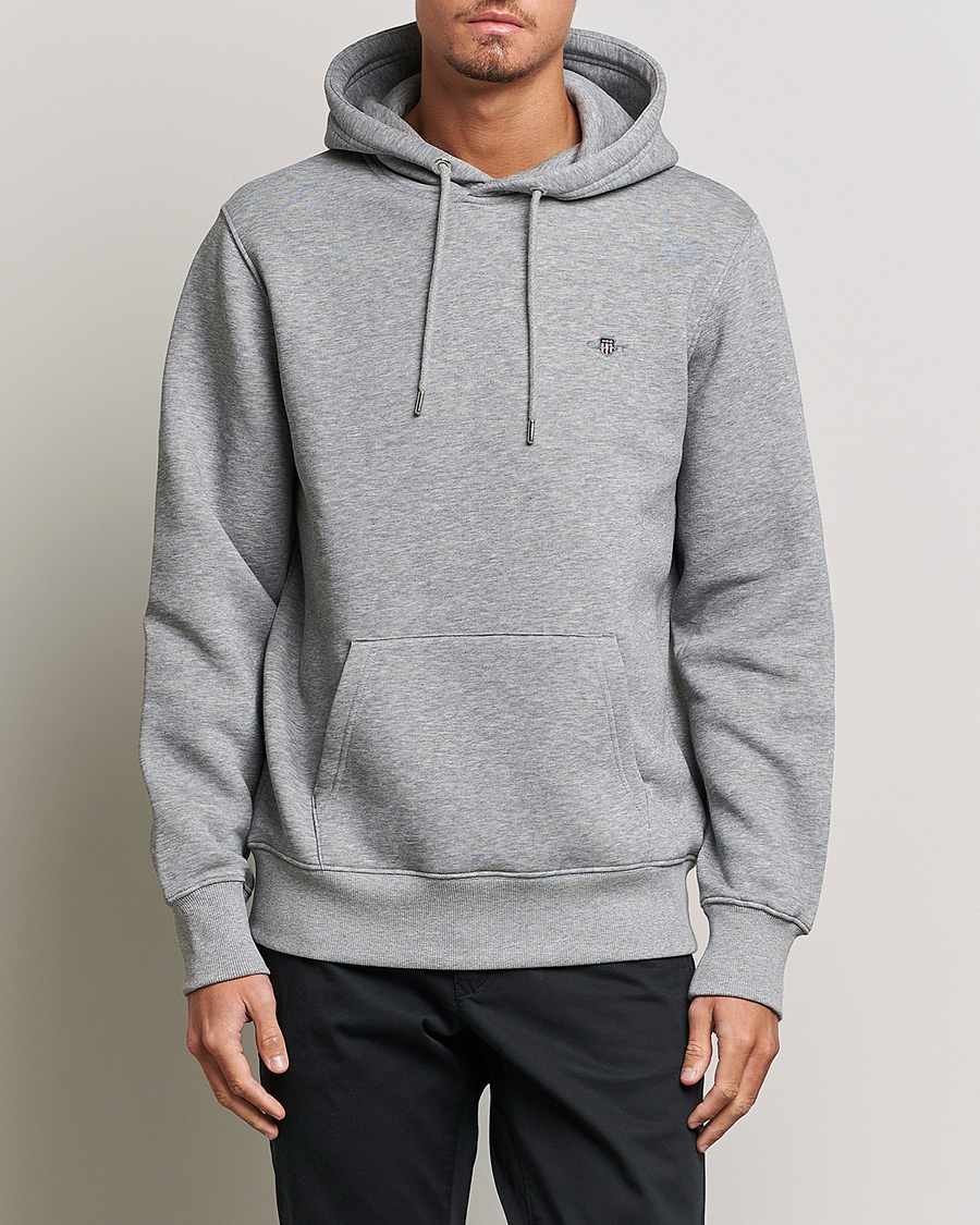 Heren | GANT | GANT | Original Shield Logo Hoodie Grey Melange