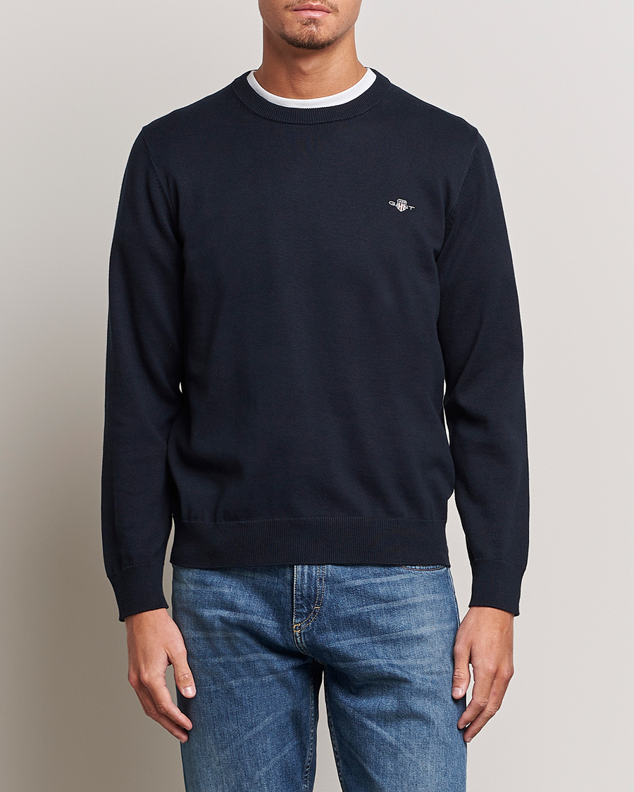 Heren | Truien | Gant | Classic Cotton Crew Neck Evening Blue