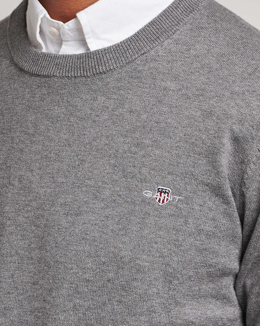 Heren | Truien | Gant | Classic Cotton Crew Neck Dark Grey Melange
