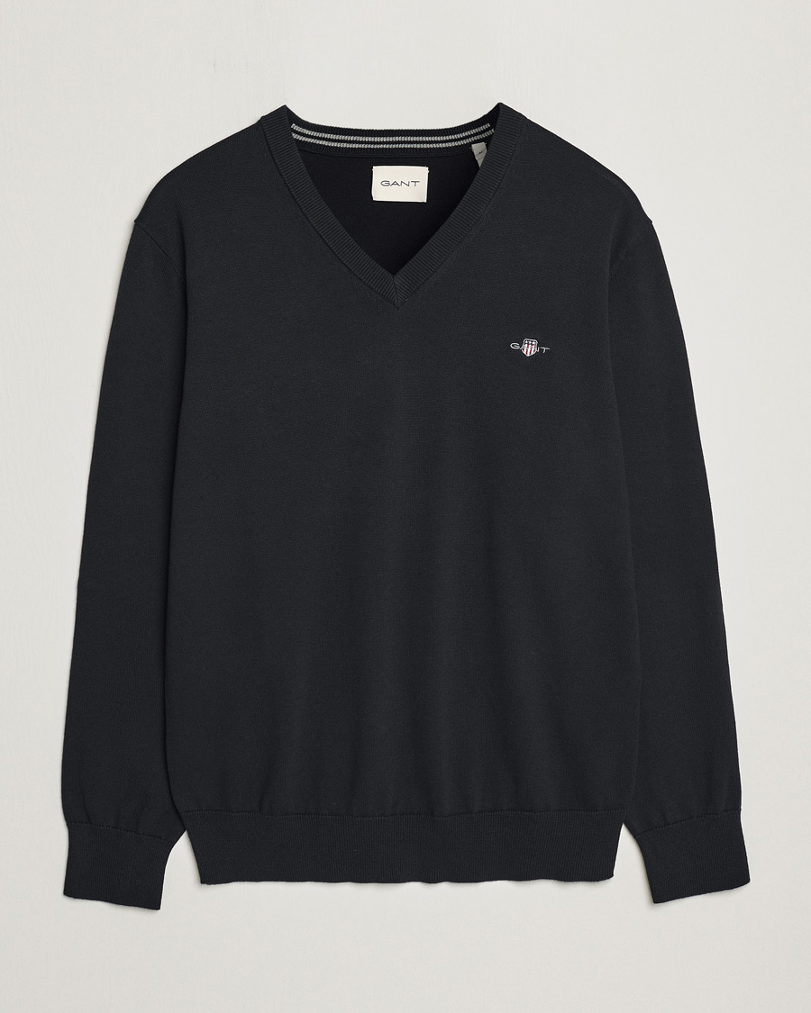 Heren | Truien | Gant | Classic Cotton V-Neck Black