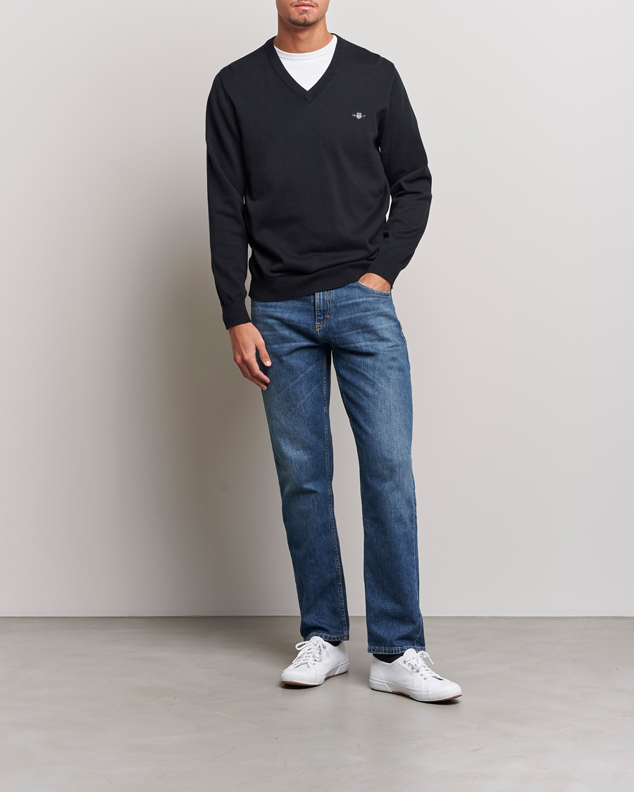 Heren | Truien | Gant | Classic Cotton V-Neck Black