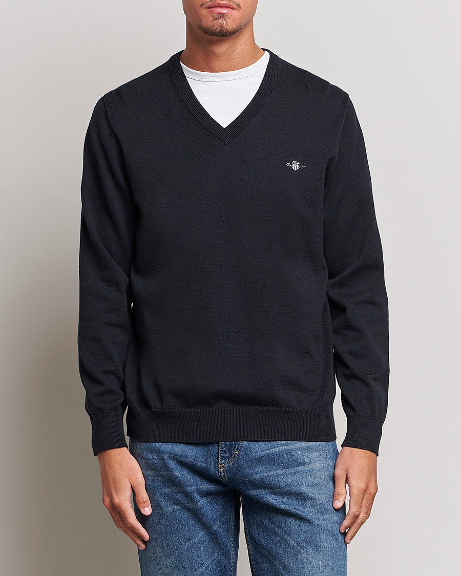 Heren | Truien | Gant | Classic Cotton V-Neck Black