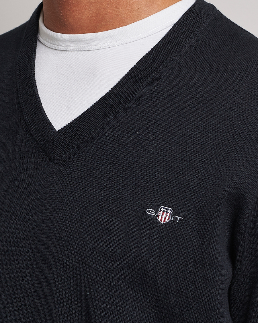 Heren | Truien | Gant | Classic Cotton V-Neck Black