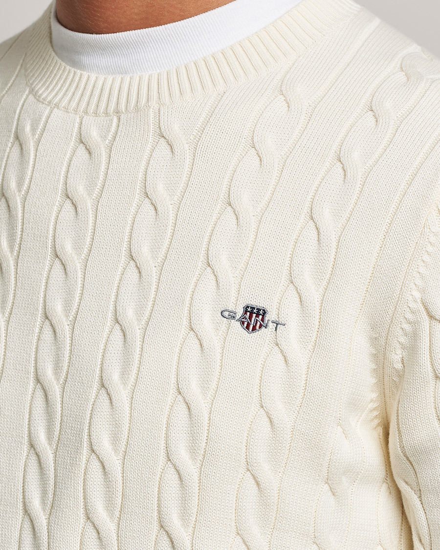 Heren | Truien | Gant | Cotton Cable Crew Neck Cream