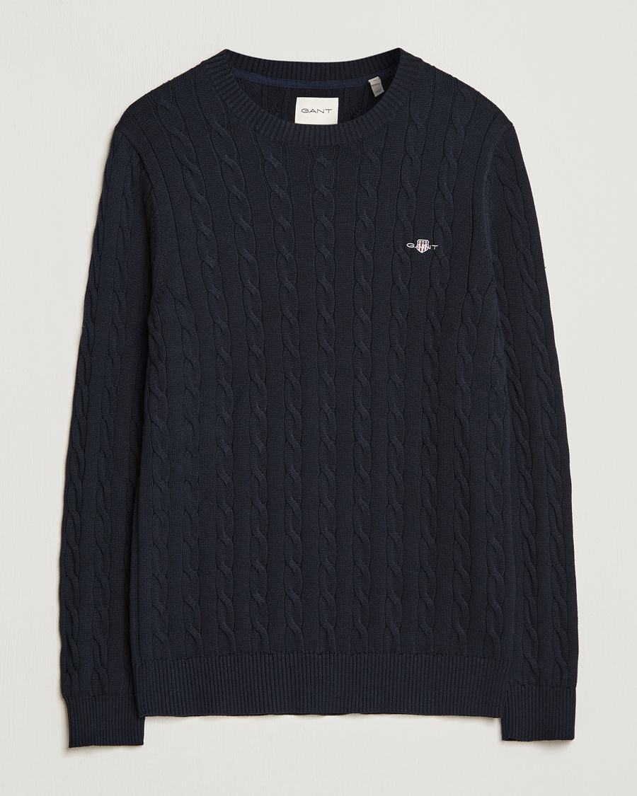 Heren | Truien | Gant | Cotton Cable Crew Neck Evening Blue