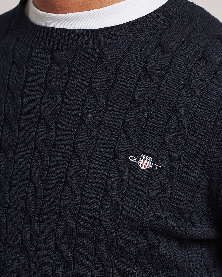 Heren | Truien | Gant | Cotton Cable Crew Neck Evening Blue