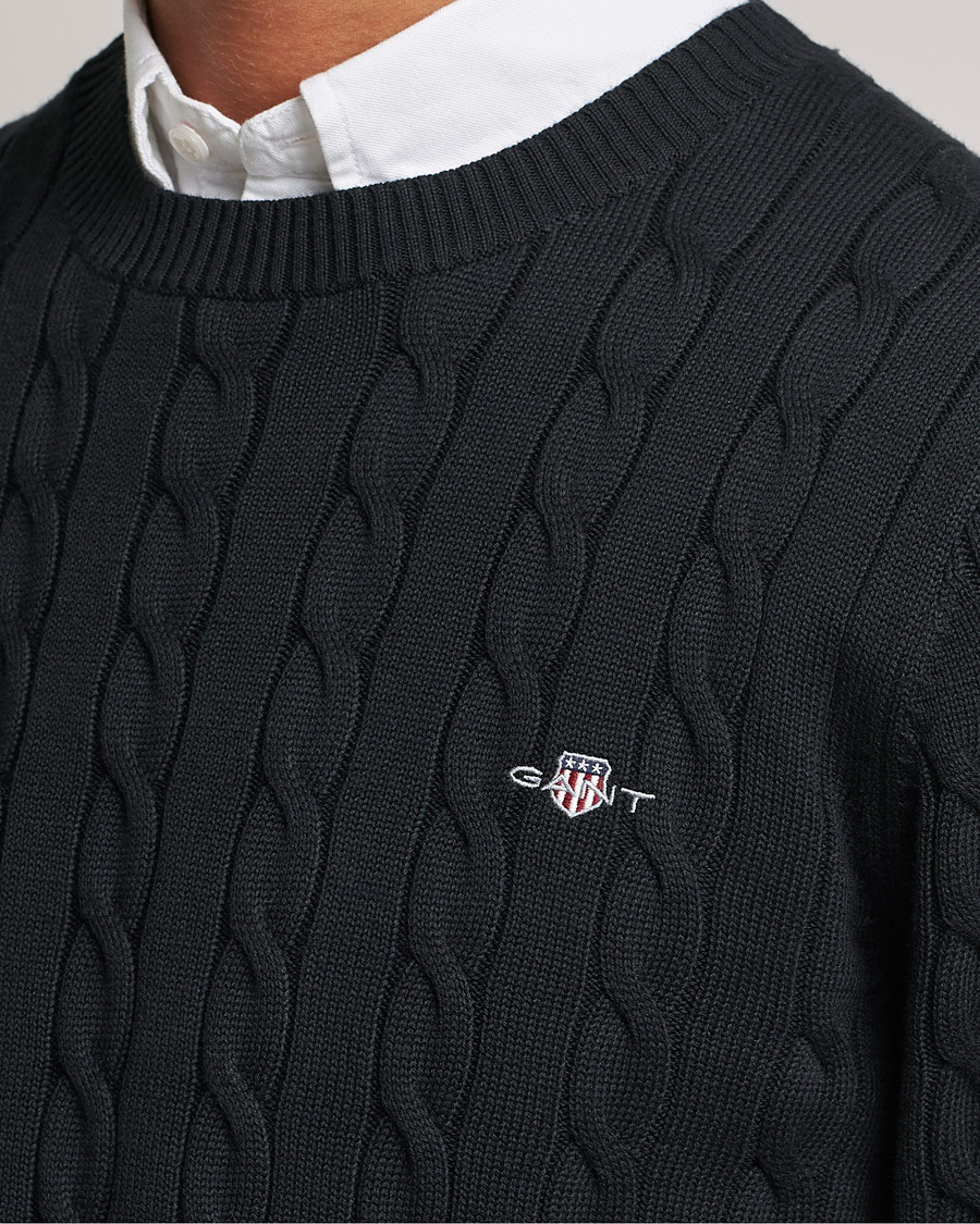Heren | Truien | GANT | Cotton Cable Crew Neck Pullover Black