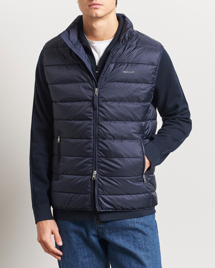 Heren | Gilets | GANT | The Light Down Gilet Evening Blue