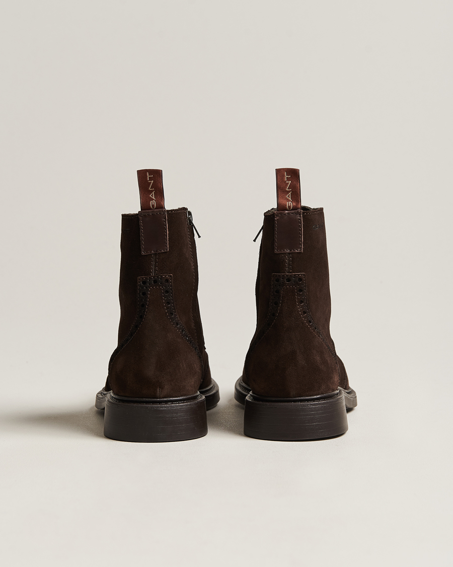 Heren | GANT Millbro Suede Brouge Mid Boot Dark Brown | GANT | Millbro Suede Brouge Mid Boot Dark Brown
