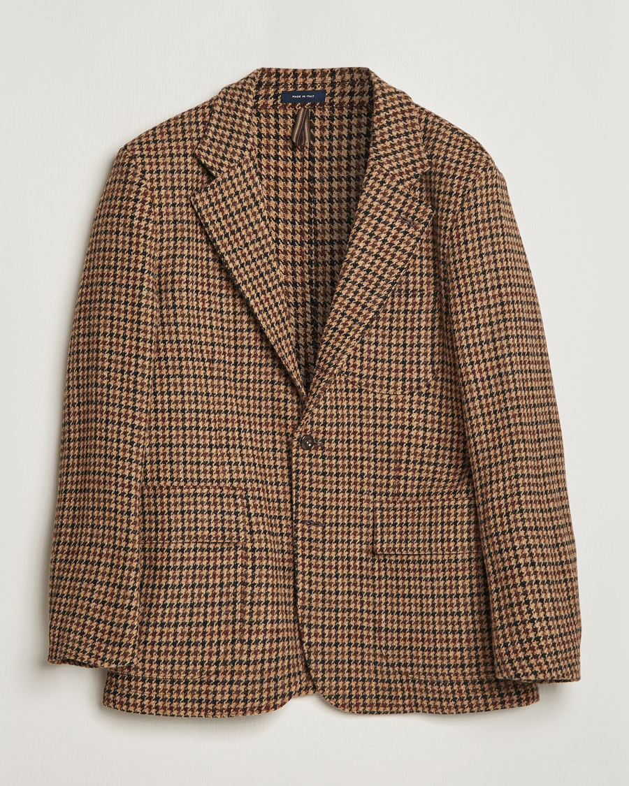 Heren | Blazers | Drake's | MKVII Harris Tweed Games Houndstooth Blazer Brown