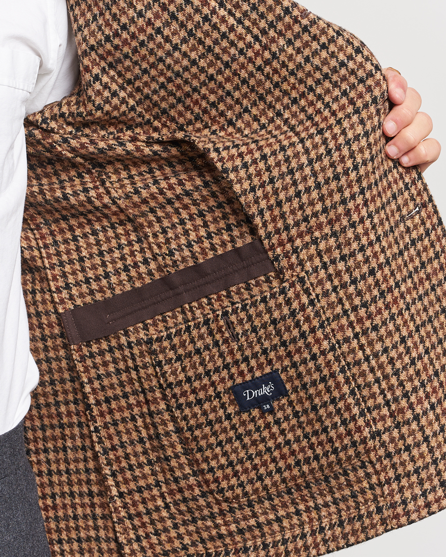 Heren | Blazers | Drake's | MKVII Harris Tweed Games Houndstooth Blazer Brown