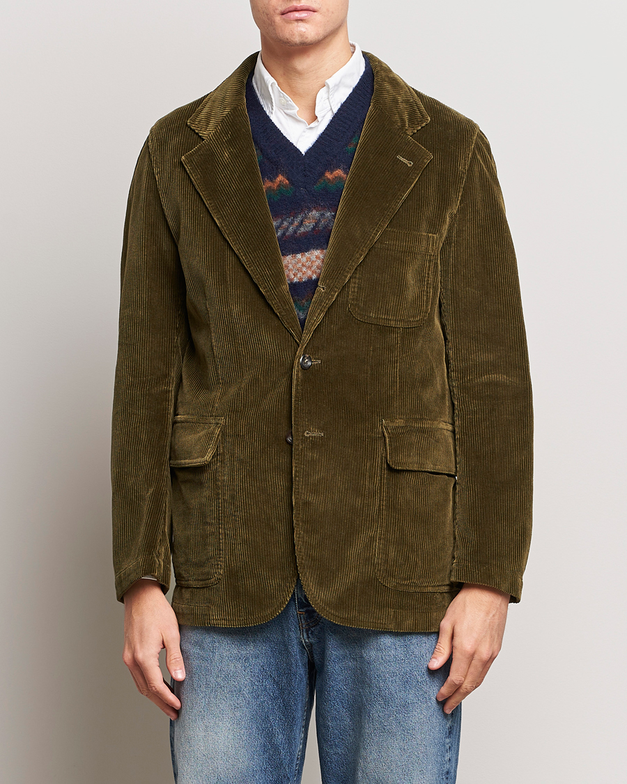 Heren | Blazers | Drake's | MKI Games Corduroy Blazer Green