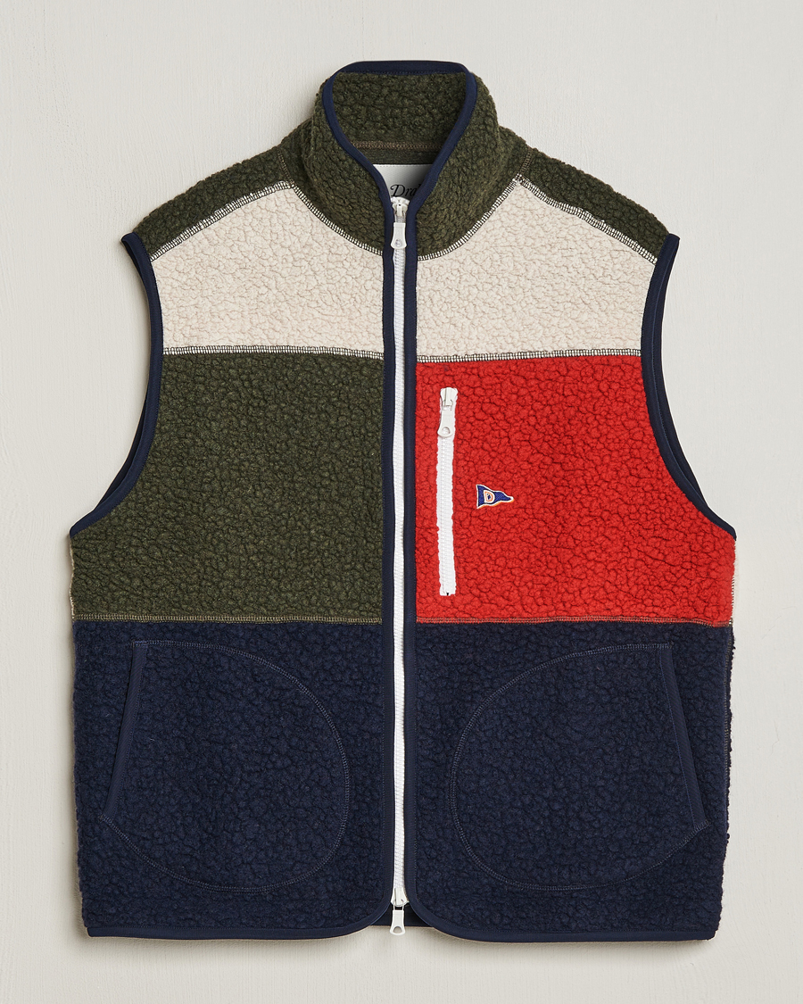 Heren | Truien | Drake's | Colourblock Boucle Zip Fleece Vest Multi