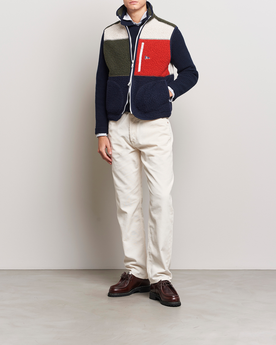 Heren | Truien | Drake's | Colourblock Boucle Zip Fleece Vest Multi