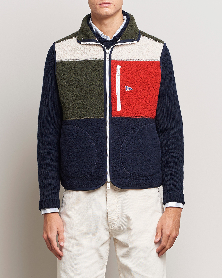 Heren | Fleece vesten | Drake's | Colourblock Boucle Zip Fleece Vest Multi