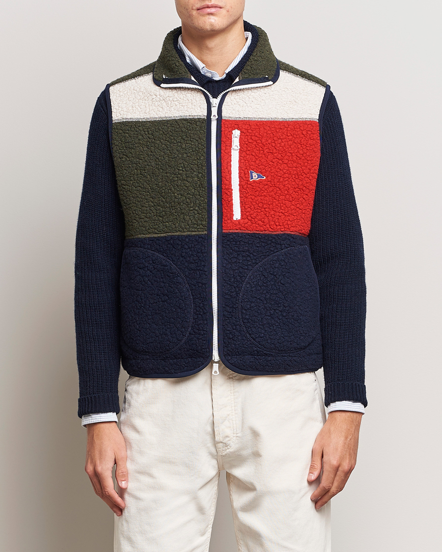 Heren | Truien | Drake's | Colourblock Boucle Zip Fleece Vest Multi